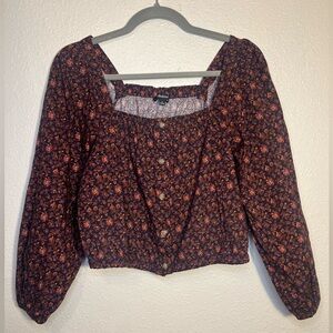 Madewell floral cropped long sleeve blouse